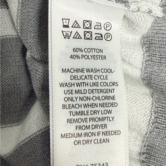 Max Studio Gray and White Striped Crewneck Sweater - Picture 4 of 4